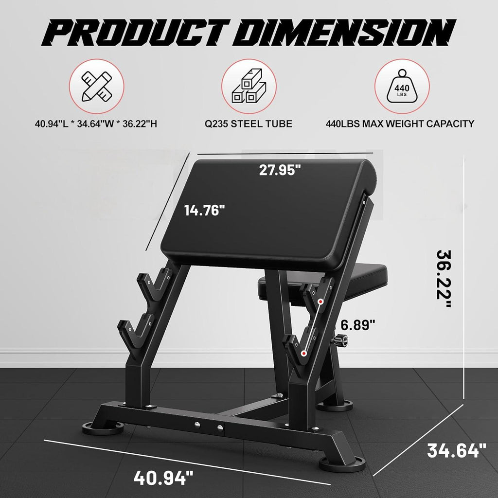 Preacher Curl Bench, Bicep Curl Machine with 70 LBS and Olympic Barbel ...